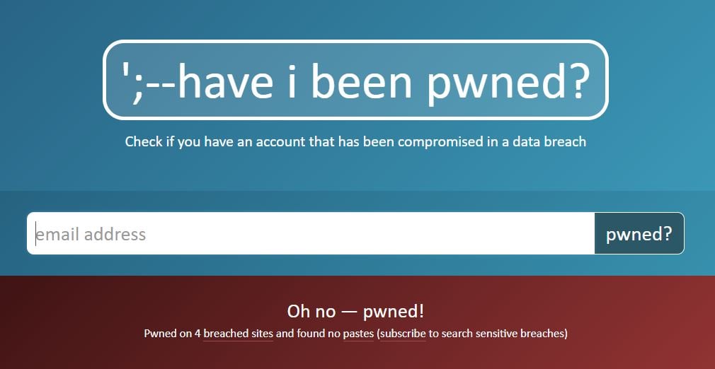 sicurezza email: haveibeenpwned-tool