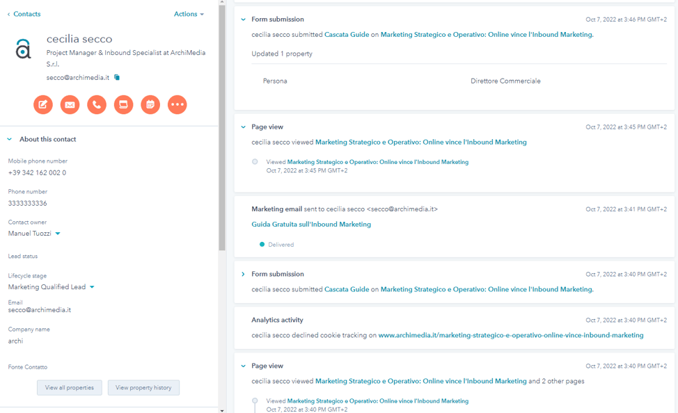 contact information hubspot