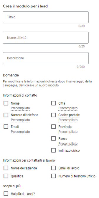 generazione contatti google ads